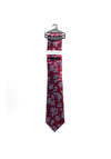 Montagu Gothic Floral Print Tie & Pocket Square Set, Red