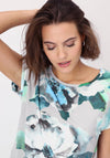Monari Flower Jersey Elastic Trim Top, Grey