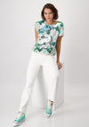 Monari Flower Jersey Elastic Trim Top, Grey