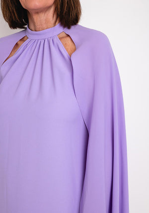 Moskada Mimosa Cape Sleeve Midi Dress, Purple