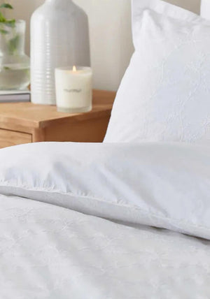 Murmur Bea Floral Embroidered Duvet Set, White