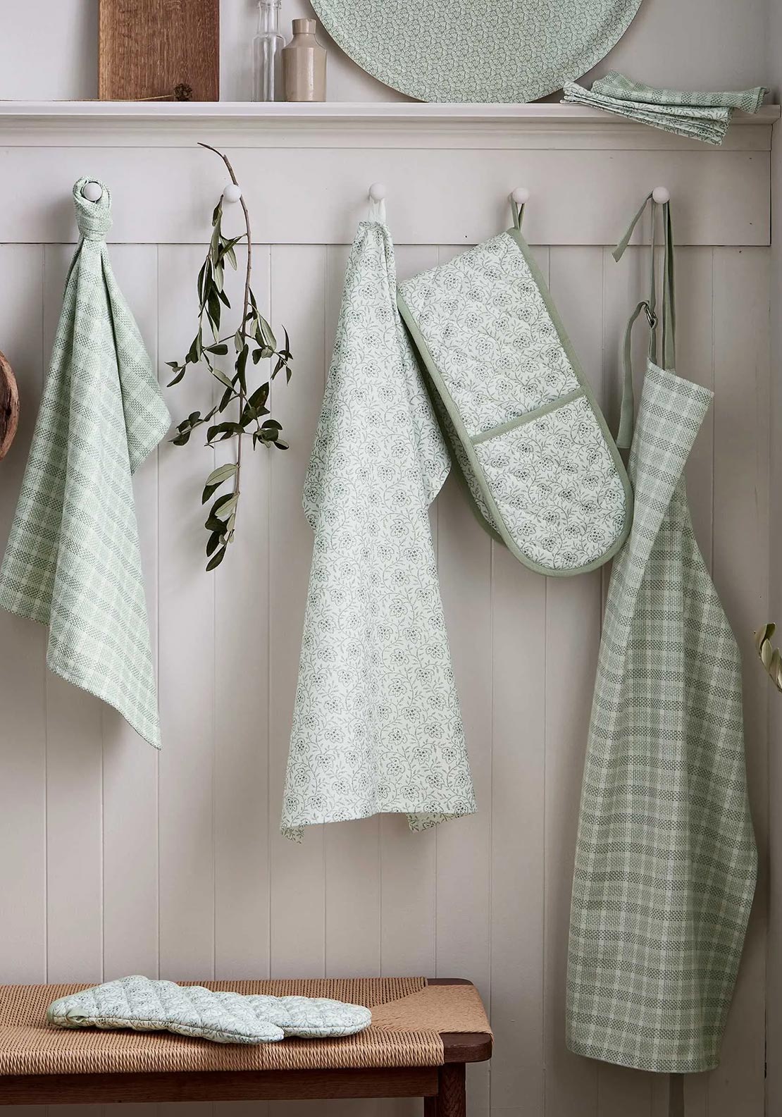 Murmur Tara Checked Apron, Green