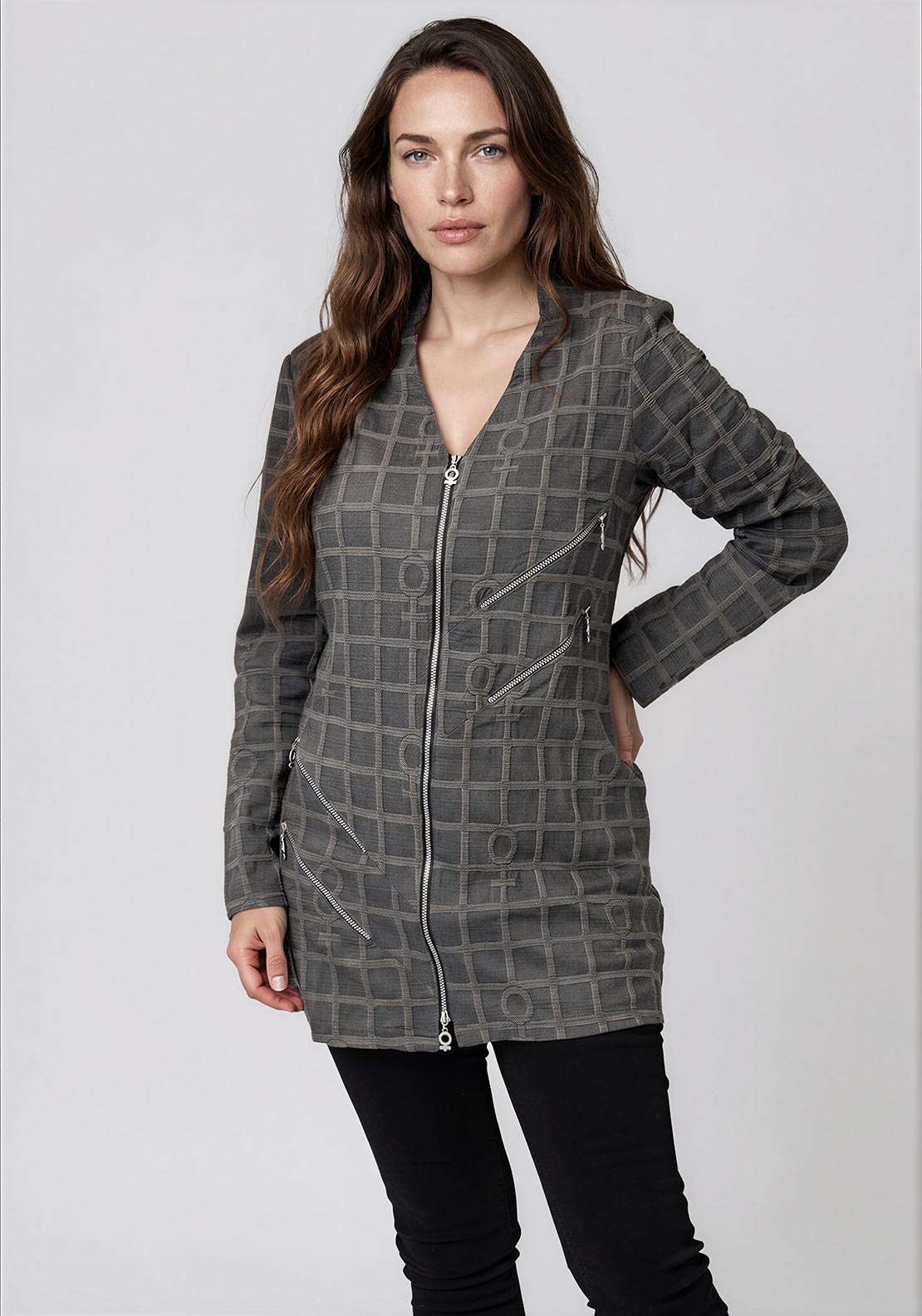 My Soul Jersey Zip Front Bubble Jacket, Grey