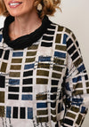 My Soul Geometric Print with Pocket Detail Top, Multi Coloured