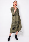 My Soul QR Code Tie Detail Midi Dress, Green