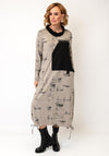 My Soul High Rounded Neckline Dress, Grey Multi