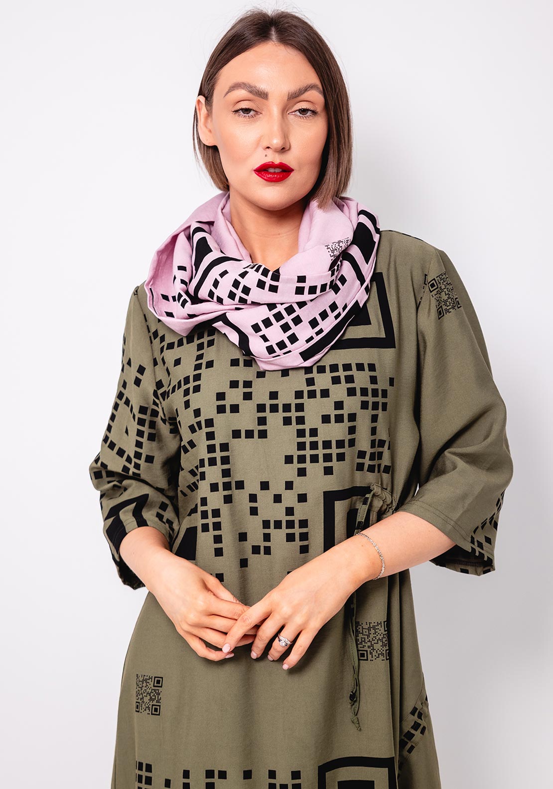 My Soul QR Code Loop Scarf, Pink