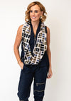 My Soul Geometric Print Looped Scarf, Beige Multi