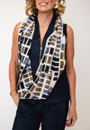 My Soul Geometric Print Looped Scarf, Beige Multi