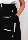 My Soul Contrast Print Midi Skirt, Black