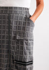 My Soul Embossed Check Midi Skirt, Grey