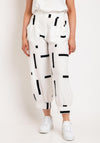 My Soul Contrast Print Relaxed Cuff Trousers, White & Black
