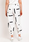 My Soul Contrast Print Relaxed Cuff Trousers, White & Black