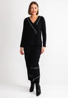 My Soul Grid Zip V Neck Top, Black