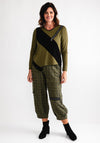 My Soul Zip Detail Colour Block Top, Green & Black