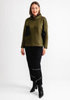My Soul Striped Contrast Fabric High Neck Sweatshirt, Green