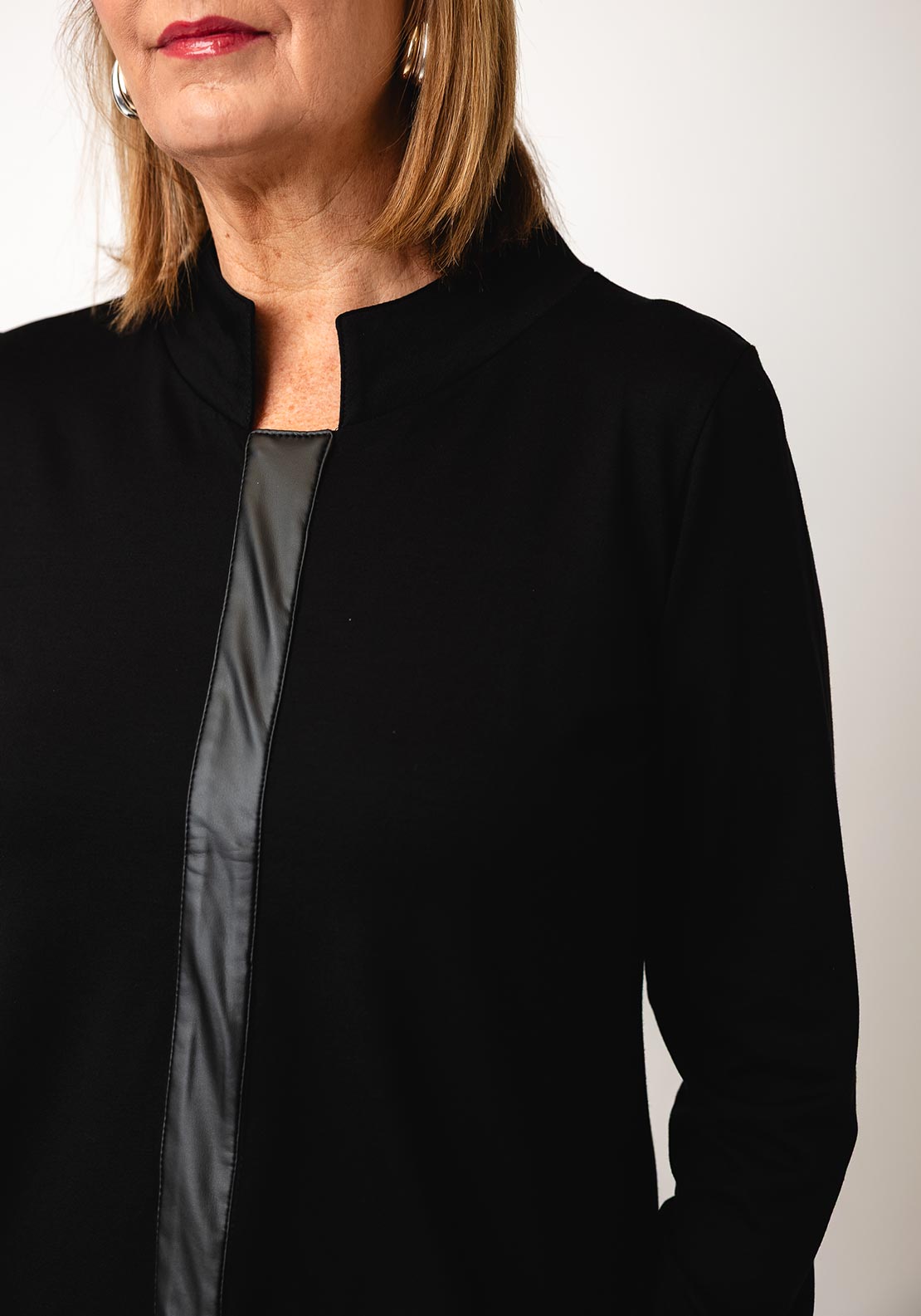 My Soul Leather Trim Top, Black
