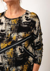 My Soul Printed Zip Detail Top, Black Multi