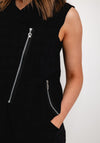 My Soul Asymmetric Zip Textured Waistcoat, Black