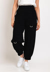 My Soul Pocket Detail Relaxed Textured Cuff Trousers, Black