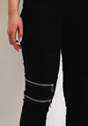 My Soul Zip Detail Slim Leg Textured Trousers, Black