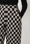 My Soul Checked Print Cropped Wide Leg Trousers, Beige and Black