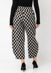 My Soul Checked Print Cropped Wide Leg Trousers, Beige and Black