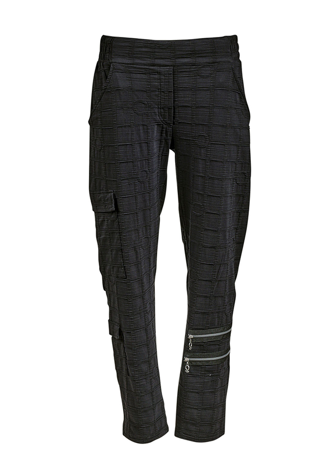 My Soul Bubble Grid Zip Slim Leg Trousers, Black