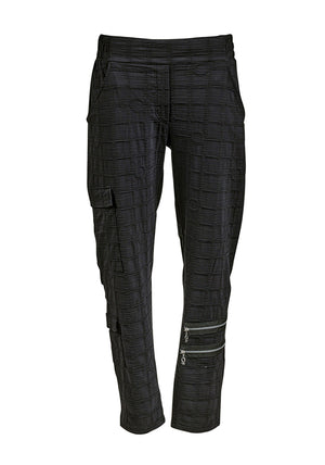 My Soul Bubble Grid Zip Slim Leg Trousers, Black