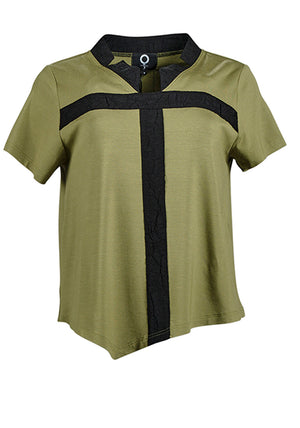 My Soul Jersey Contrast Panel Asymmetric Top, Green