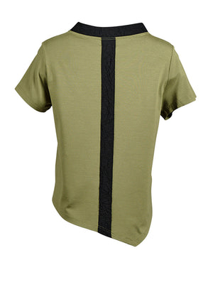 My Soul Jersey Contrast Panel Asymmetric Top, Green