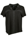 My Soul Jersey Contrast Panel Asymmetric Top, Black