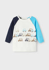 Name It Baby Boy Kuno Car Print Long Sleeve Top, White Alyssum