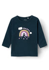 Name It Baby Girl Vubie Long Sleeve Top, Dark Sapphire