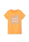 Name It Kid Girl Jasmine Tropical Print Short Sleeve Tee, Mock Orange