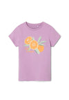 Name It Kid Girl Jasmine Orange Print Short Sleeve Tee, Smoky Grape