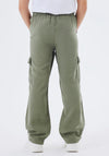 Name It Kid Girl Bella Twill Cargo Pant, Deep Lichen Green