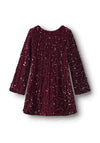 Name It Kid Girl Rusitta Sequins Long Sleeve Dress, Wine