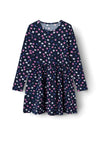 Name It Kid Girl Vinna Long Sleeve Floral Dress, Dark Sapphire