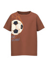 Name It Mini Boy Kads Football Short Sleeve Tee, Coconut Shell