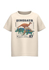 Name It Mini Boy Kads Dinosaur Short Sleeve Tee, Whitecap Gray