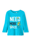 Name It Mini Boy Vagno Long Sleeve Top, Blue Atoll