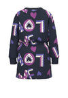 Name It Mini Girl Nila Long Sleeve Sweat Dress, Dark Sapphire