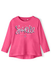 Name It Mini Girl Violet Sparkle Long Sleeve Top, Pink Flambe