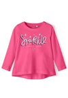 Name It Mini Girl Violet Sparkle Long Sleeve Top, Pink Flambe