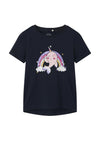 Name It Mini Girl Vix Short Sleeve Tee, Dark Sapphire