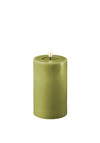 Deluxe Homeart LED Narrow Pillar 7.5x12.5cm Candle, Olive Green