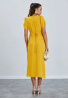 Natalia Collection V Neck Buttoned Midi Dress, Yellow