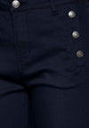 Fransa Buttoned Pocket Capri Jeans, Navy