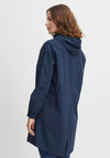 Fransa Pafasa Detachable Hood Mid Length Jacket, Navy Blazer